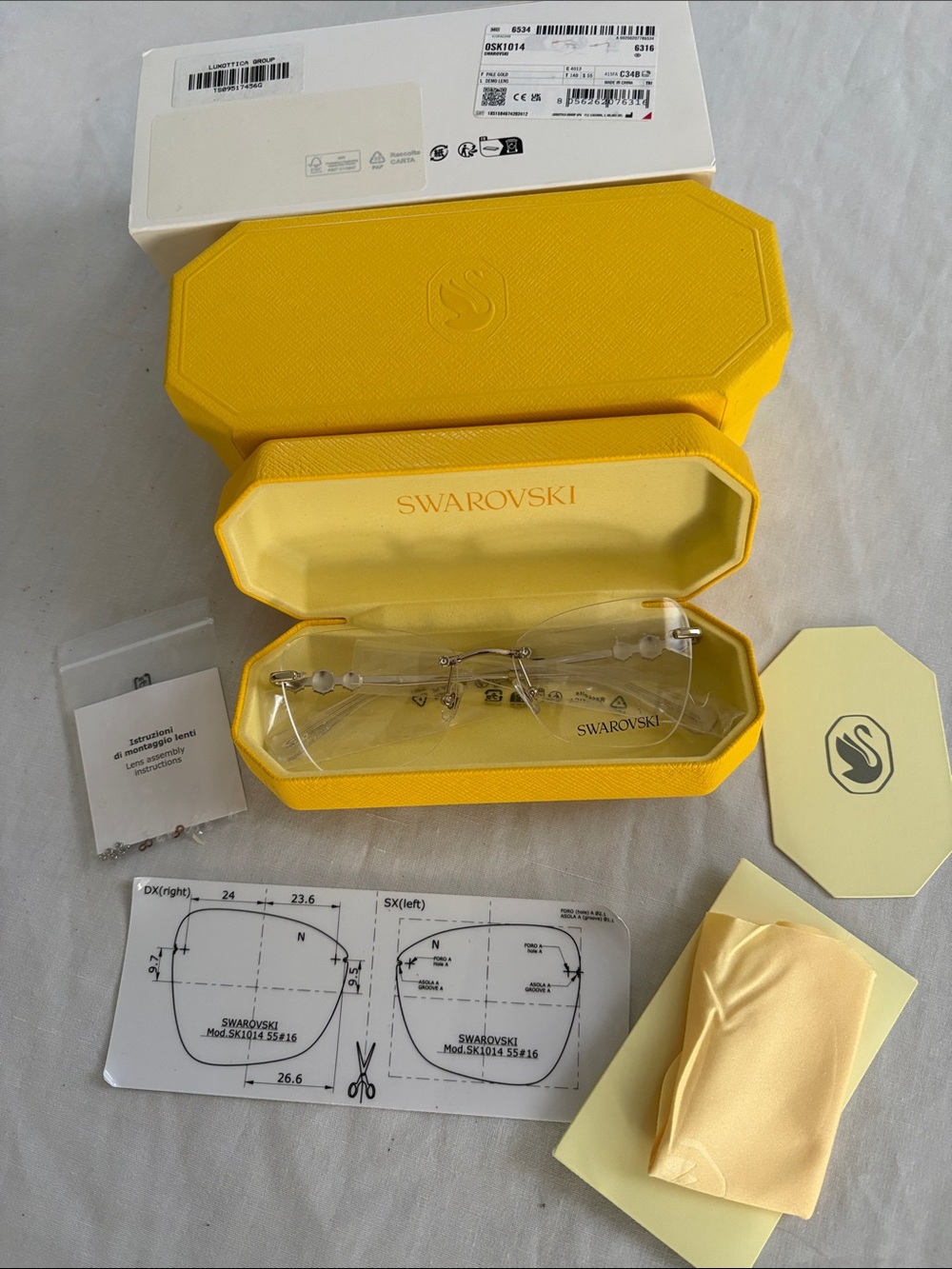 NEW Swarovski SK1014 Constella Rimless Butterfly Eyeglasses